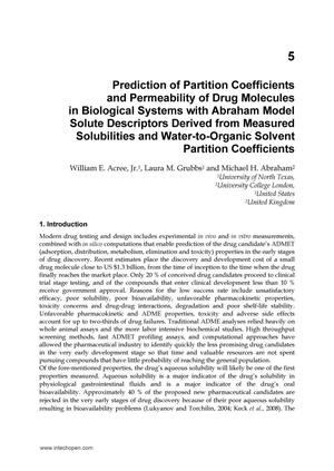 Primary view of object titled 'Prediction of Partition Coeffecients  and Permeability of Drug Molecules in Biological Systems with Abraham Model Solute Descriptors Derived from Measured Solubilities and Water-to-Organic Solvent Partition Coefficients'.