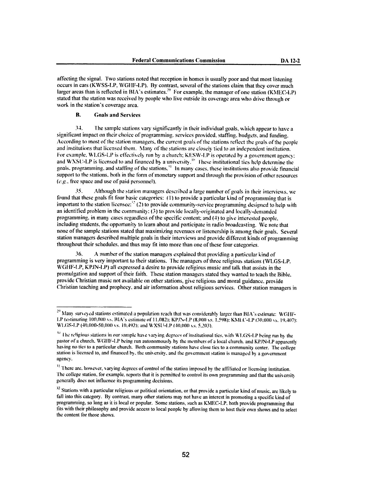 FCC Record, Volume 27, No. 1, Pages 1 to 936, January 3 - February 3, 2012
                                                
                                                    52
                                                