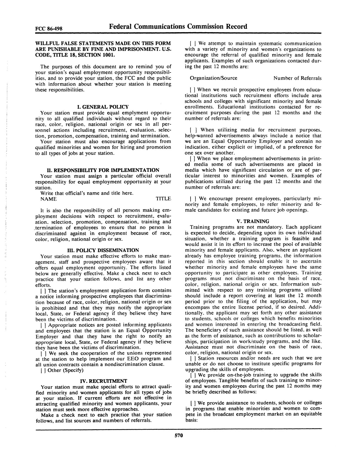 FCC Record, Volume 1, No. 4, Pages 549 to 785, November 10 - November 21, 1986
                                                
                                                    570
                                                