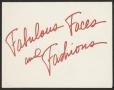 Primary view of [Invitation for Fabulous Faces and Fashions, May 15, 1986]