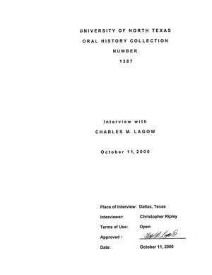 Primary view of object titled 'Oral History Interview with Charles M. Lagow, October 11, 2000'.
