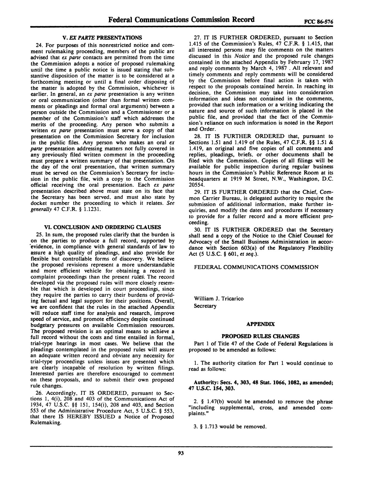 FCC Record, Volume 2, No. 1, Pages 1 to 409, January 5 - January 16, 1987
                                                
                                                    93
                                                