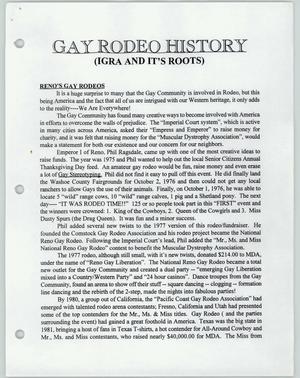 Primary view of object titled 'Gay Rodeo History'.