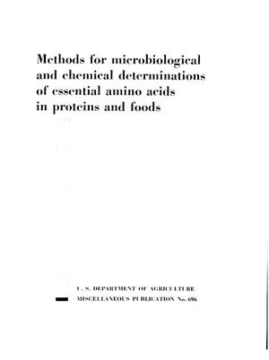 Primary view of object titled 'Methods for microbiological and chemical determinations of essential amino acids in proteins and foods.'.