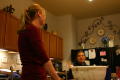 Photograph: [Julie McClellan and resident in kitchen]