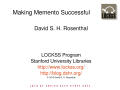 Presentation: Making Memento Successful