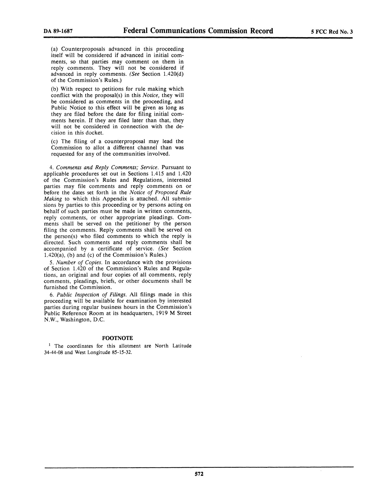 FCC Record, Volume 5, No. 3, Pages 556 to 796, January 29 - February 9, 1990
                                                
                                                    572
                                                