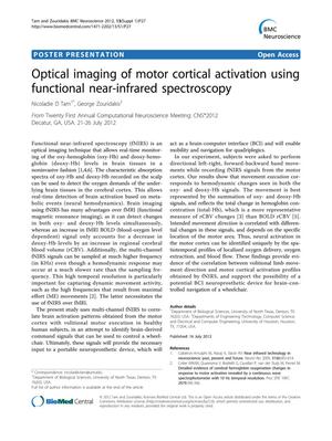 Primary view of object titled 'Optical imaging of motor cortical activation using functional near-infrared spectroscopy'.