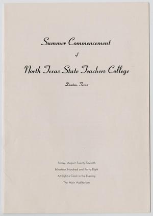 Primary view of object titled '[Commencement Program for North Texas State Teachers College, Summer 1948]'.