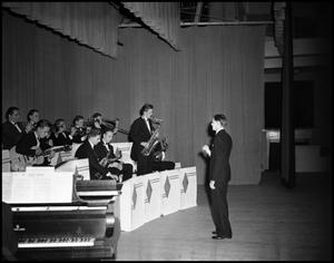 Primary view of object titled '[Band - Stage #5 - With "Fessor" Graham - 1942]'.