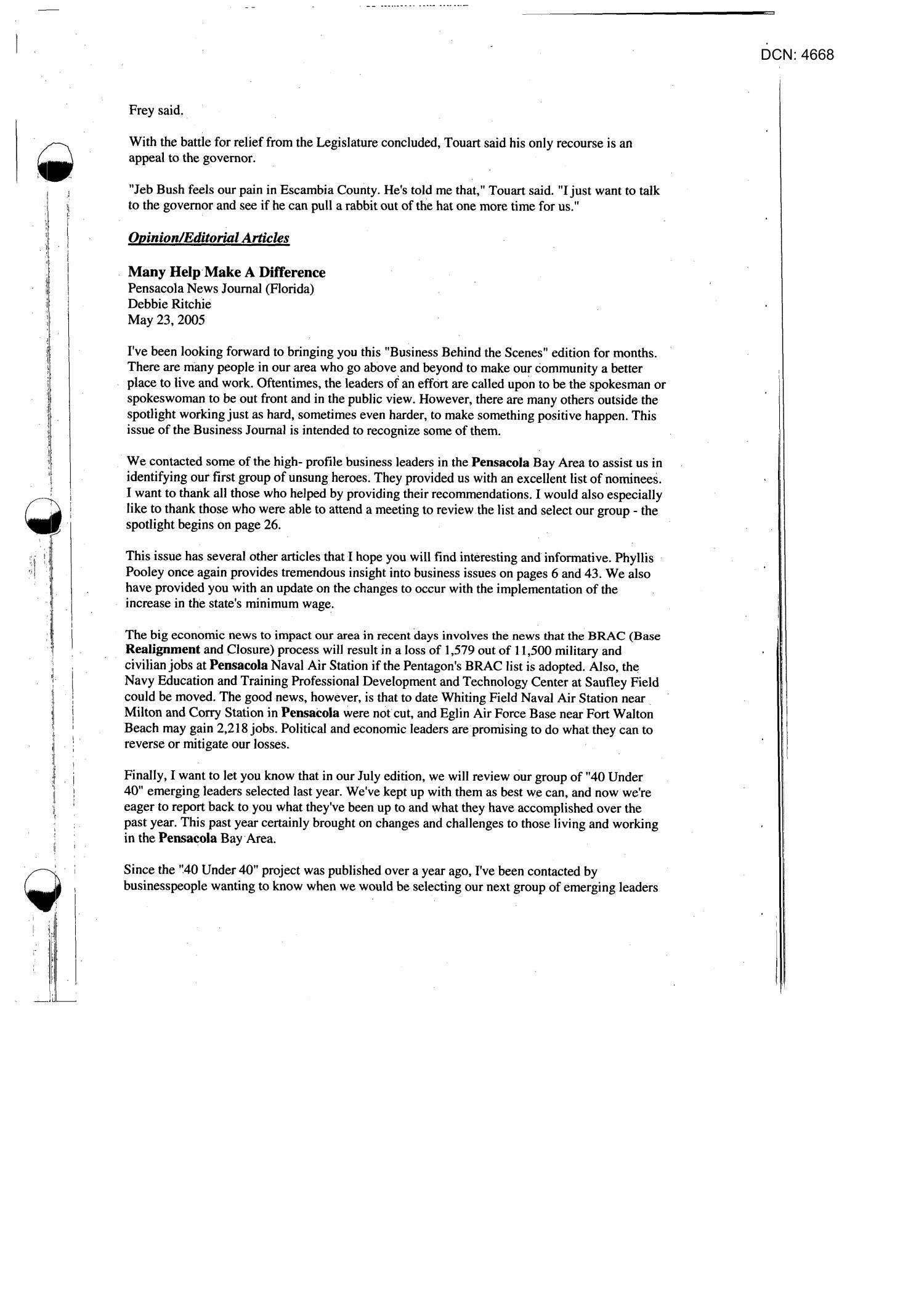 103-06A-Rh15 - Media Briefing Book Regional Hearing - 7-22-05 - New Orleans - LA
                                                
                                                    [Sequence #]: 25 of 107
                                                