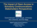 Thumbnail image of item number 1 in: 'The Impact of Open Access in Scholarly Communications: Stakeholders Perspectives'.