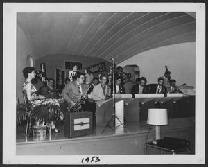 Primary view of object titled '[Photograph of Laboratory Dance Band Performing at Perrin Field Air Base]'.