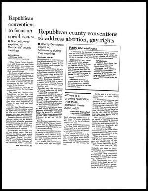 Primary view of object titled '[Clipping: Republican county conventions to focus on social issues]'.