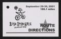 Map: [Route directions for the 2002 Lone Star Ride]