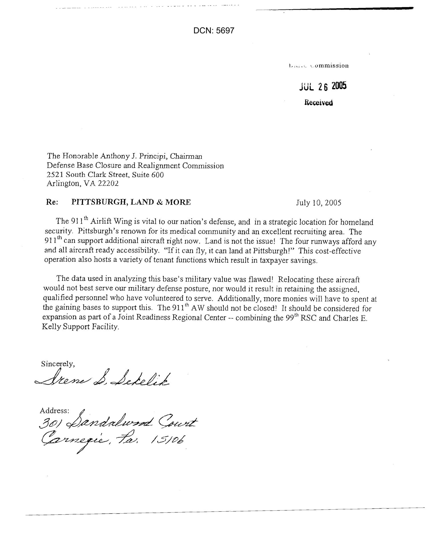 61 Individual Letters from concerned citizens regarding the closing of the Pittsburgh 911th Airlift Wing
                                                
                                                    [Sequence #]: 1 of 61
                                                