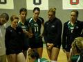 Photograph: [UNT volleyball team huddles during 2006 Sun Belt Conference, 2]
