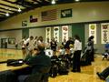 Photograph: [UNT volleyball team huddles during 2006 Sun Belt Conference, 6]