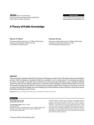 Primary view of object titled 'A Theory of Public Knowledge'.