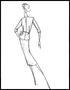 Artwork: [Sketch created by Michael Faircloth of a top and skirt with a belt]