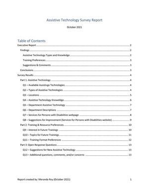 Primary view of object titled 'UNT Libraries Assistive Technology Report 2021'.