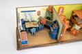 Primary view of [Two room wooden dollhouse with furniture, the blue room]