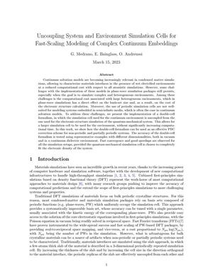 Primary view of object titled 'Uncoupling system and environment simulation cells for fast-scaling modeling of complex continuum embeddings'.