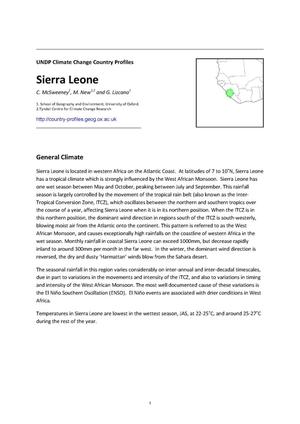 Primary view of object titled 'UNDP Climate Change Country Profiles: Sierra Leone'.