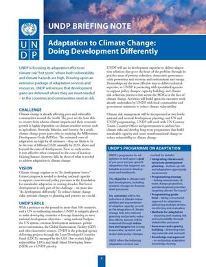 Primary view of object titled 'UNDP Briefing Note on Adaptation to Climate Change: Doing Development Differently'.