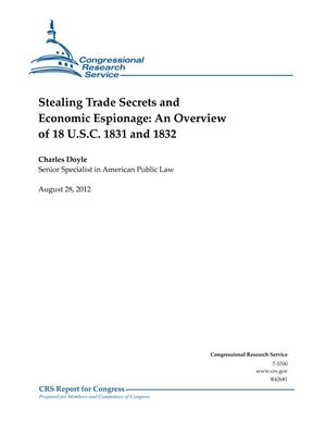 Primary view of object titled 'Stealing Trade Secrets and Economic Espionage: An Overview of 18 U.S.C. 1831 and 1832'.