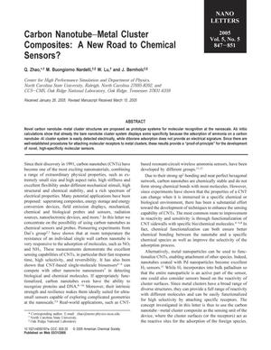 Primary view of object titled 'Carbon Nanotube-Metal Cluster Composites: A New Road to Chemical Sensors?'.