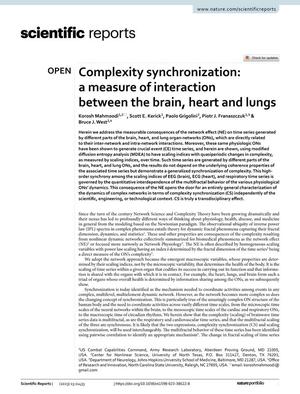 Primary view of object titled 'Complexity synchronization: a measure of interaction between the brain, heart and lungs'.