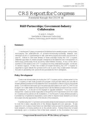 Primary view of object titled 'R&D Partnerships: Government-Industry Collaboration'.