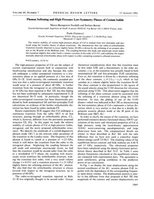 Primary view of object titled 'Phonon Softening and High-Pressure Low-Symmetry Phases of Cesium Iodide'.
