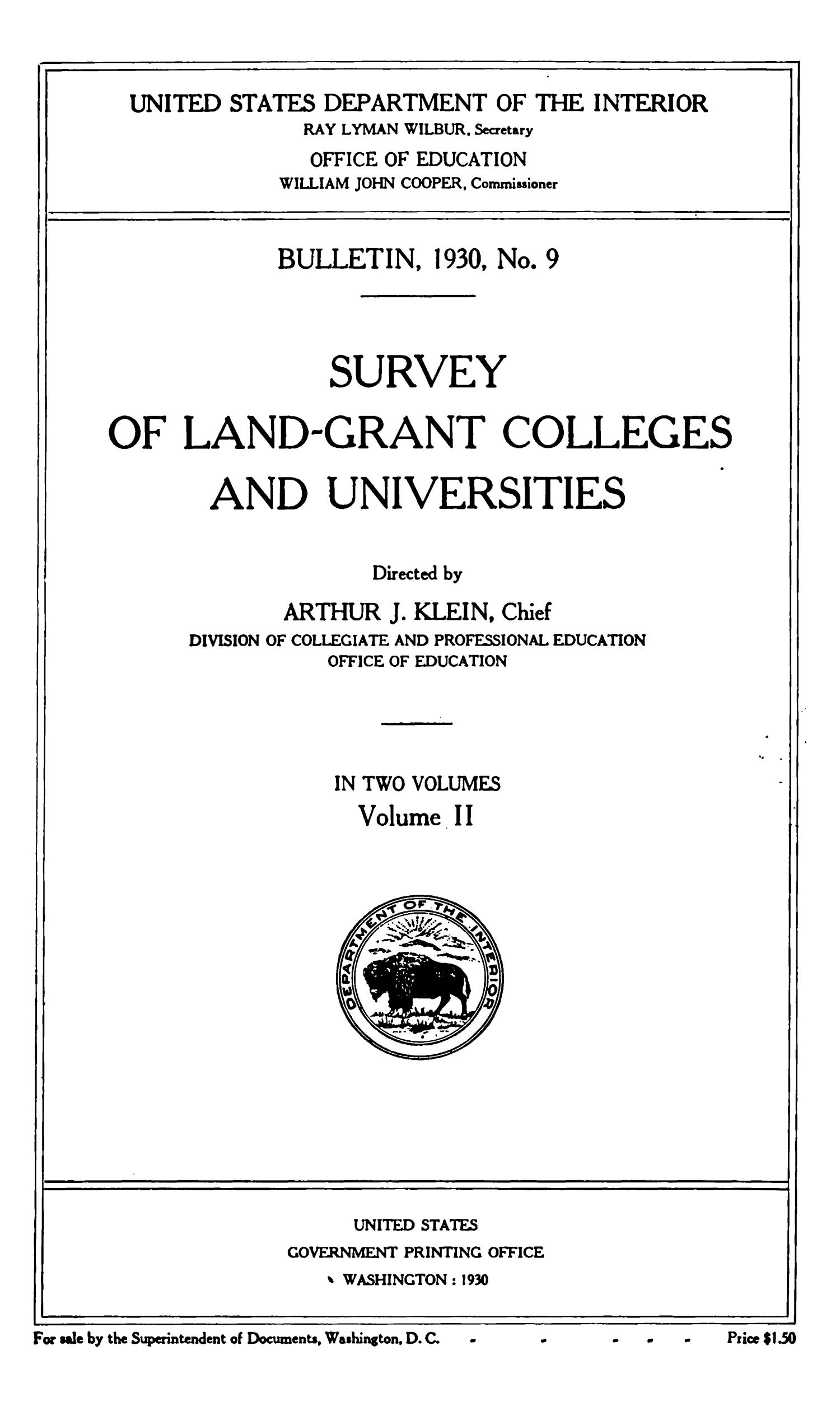 Survey of Land-Grant Colleges and Universities, Volume 2
                                                
                                                    I
                                                