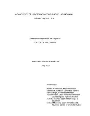 Primary view of object titled 'A Case Study of Undergraduate Course Syllabi in Taiwan'.