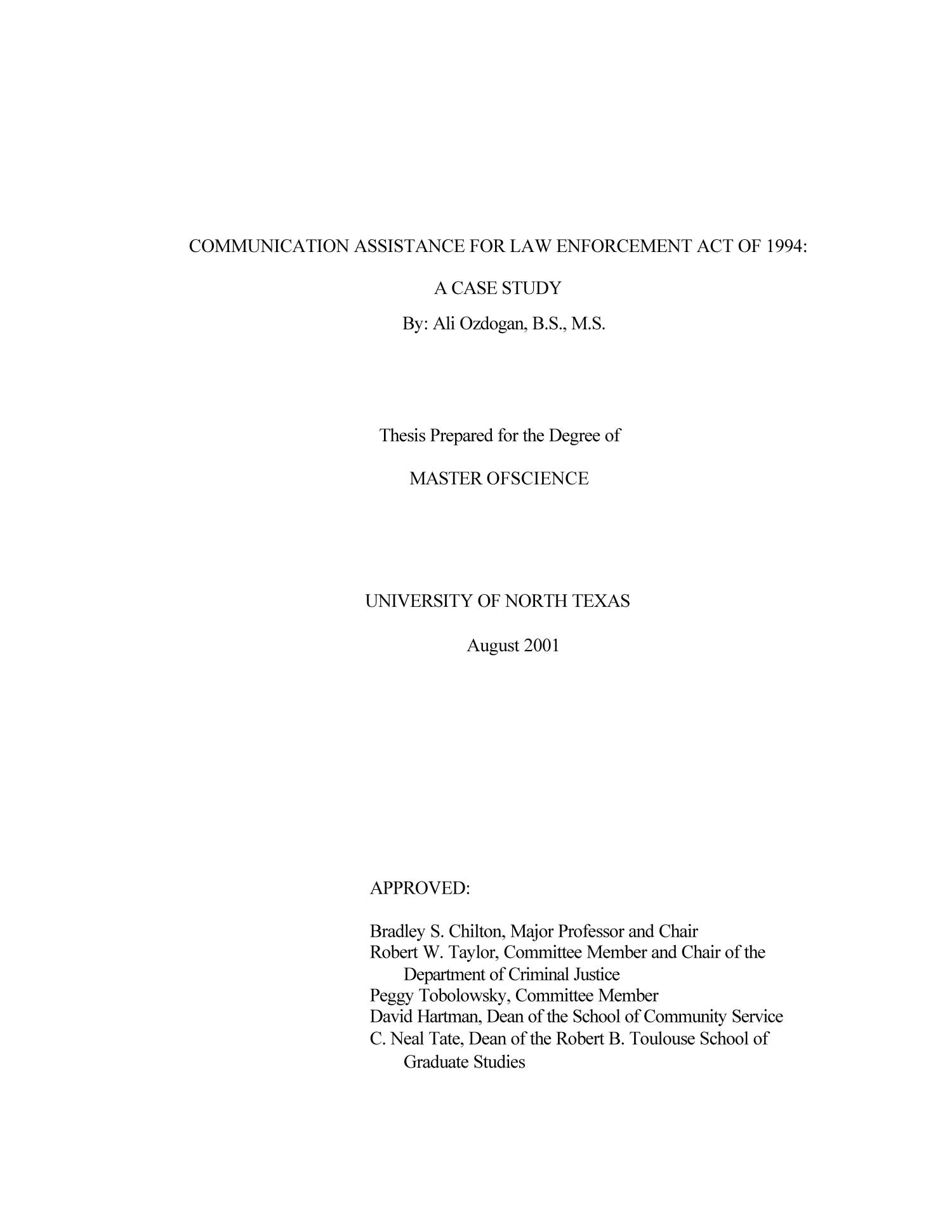 Communication Assistance for Law Enforcement Act of 1994: A Case Study
                                                
                                                    Title Page
                                                