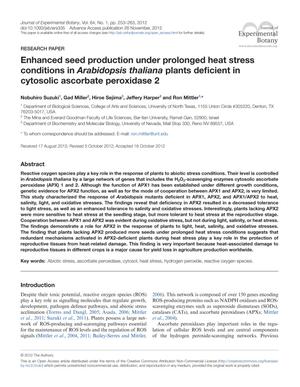 Primary view of object titled 'Enhanced seed production under prolonged heat stress conditions in Arabidopsis thaliana plants deficient in cytosolic ascorbate peroxidase 2'.