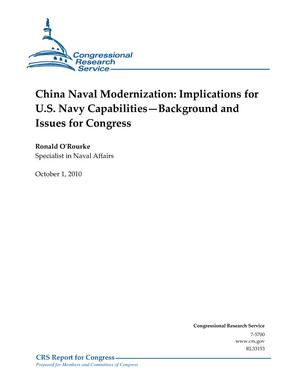 Primary view of object titled 'China Naval Modernization: Implications for U.S. Navy Capabilities -- Background and Issues for Congress'.