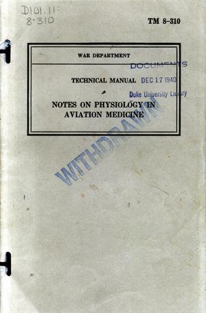 Primary view of object titled 'Notes on physiology in aviation medicine.'.