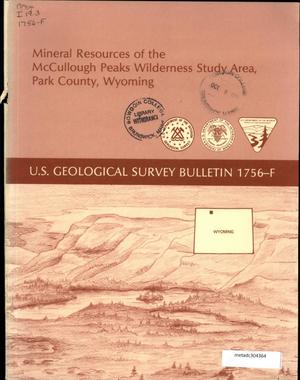 Primary view of object titled 'Mineral Resources of the McCullough Peaks Wilderness Study Area, Park County, Wyoming'.