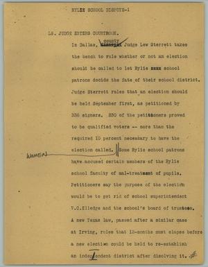 Primary view of object titled '[News Script: Rylie School Dispute]'.