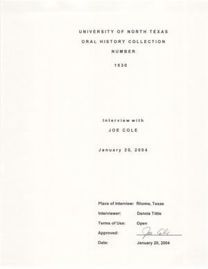 Primary view of object titled 'Oral History Interview with Joe Cole, January 20, 2004'.