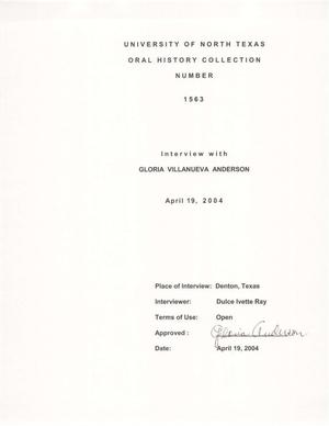 Primary view of object titled 'Oral History Interview with Gloria Villanueva-Anderson, April 19, 2004'.