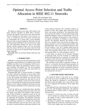Primary view of object titled 'Optimal Access Point Selection and Traffic Allocation in IEEE 802.11 Networks'.