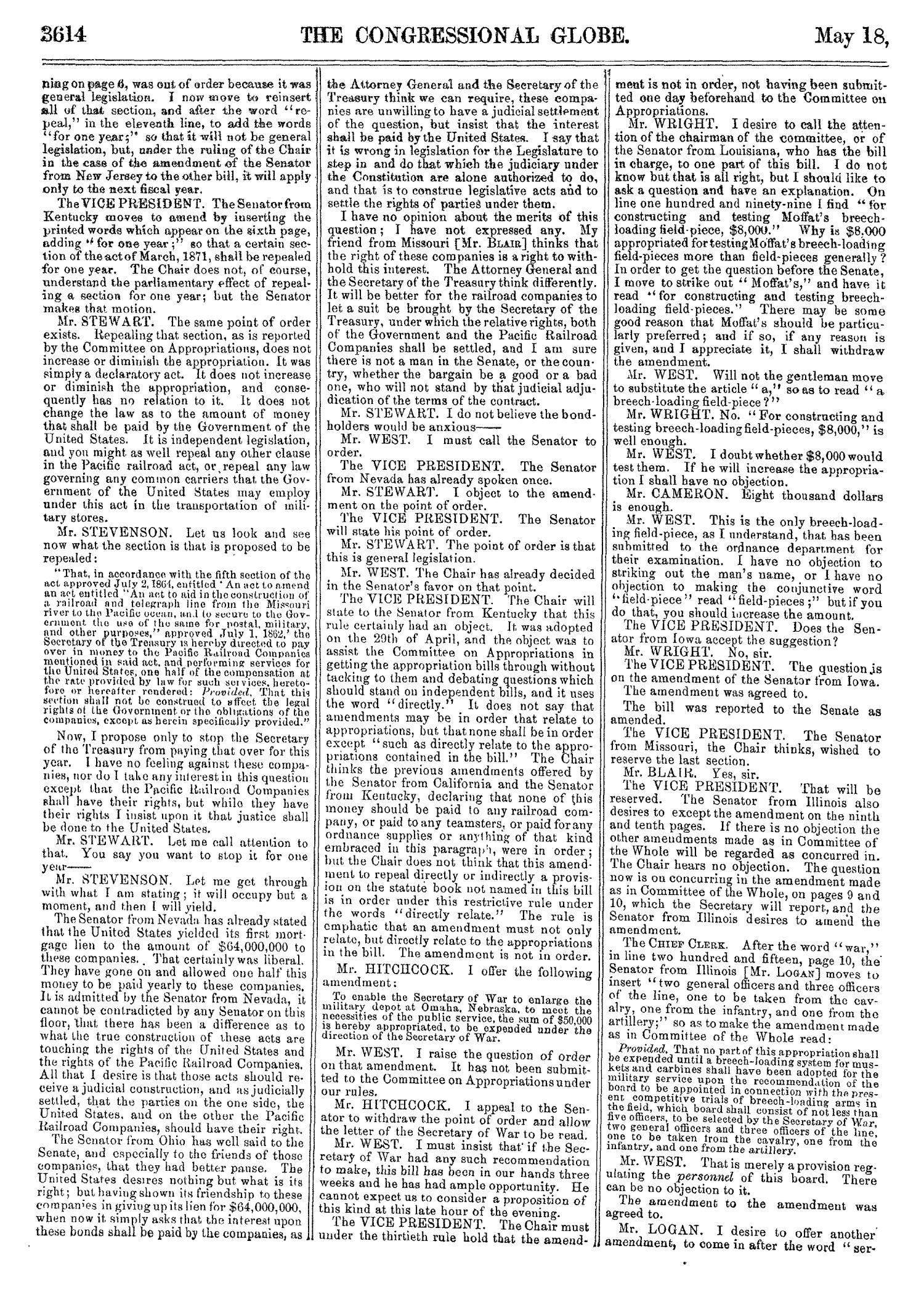 The Congressional Globe: Containing the Debates and Proceedings of the Second Session Forty-Second Congress; With an Appendix, Embracing the Laws Passed at that Session
                                                
                                                    3614
                                                