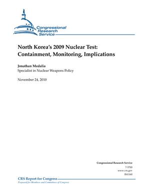 Primary view of object titled 'North Korea's 2009 Nuclear Test: Containment, Monitoring, Implications'.