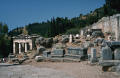 Primary view of Sanctuary of Apollo with Treasury of Athenians, Stoa and Rock of the Sibyl