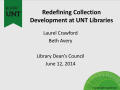 Primary view of Redefining Collection Development at UNT Libraries