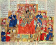 Primary view of Sultan and his Court, illustration from Shahnama (Book of Kings), written by Abu'l-Qasim Manur Firdawsi